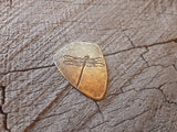 brass shield guitar pick - playable with dragonfly