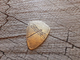 brass shield guitar pick - playable with dragonfly