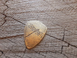 brass shield guitar pick - playable with dragonfly