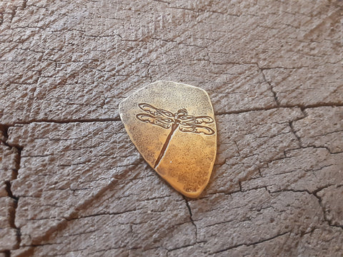 brass shield guitar pick - playable with dragonfly