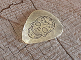 brass sugar skull guitar pick
