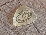 brass sugar skull guitar pick