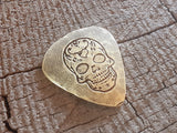 brass sugar skull guitar pick