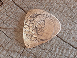 bronze guitar pick - playable with butterfly and moon