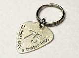 Birthday Sterling Silver Guitar Pick Keychain for a Special Musician and Dad