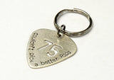 Birthday Sterling Silver Guitar Pick Keychain for a Special Musician and Dad