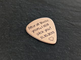 Copper guitar pick for anniversary - playable - customize me