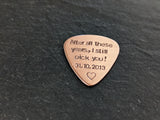 Copper guitar pick for anniversary - playable - customize me