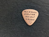 Copper guitar pick for anniversary - playable - customize me