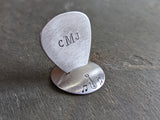 silver guitar pick with stand - monogram guitar pick