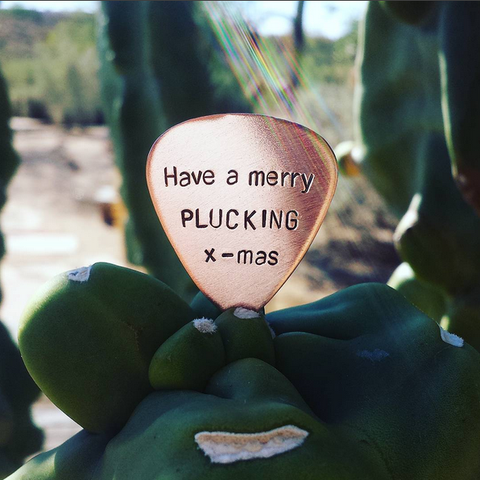 Merry Plucking X mas copper guitar pick