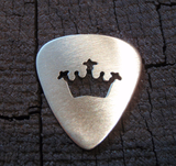 handmade bronze guitar pick with crown cut out