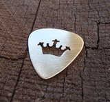 handmade bronze guitar pick with crown cut out