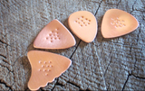 non slip copper guitar picks in 4 different shapes