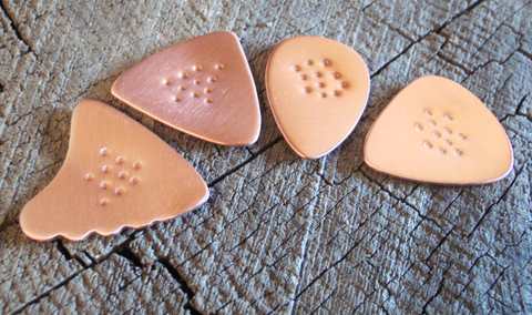 4 copper guitar picks with non slip texture - playable