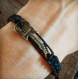 black hemp and brass guitar woven bracelet