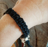 black hemp and brass guitar woven bracelet