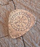 bronze guitar pick - playable with viking runes