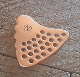 copper guitar pick - shark fin shape with holes - playable