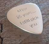sterling silver guitar pick - playable for silver anniversary or 25th anniversary