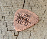 copper guitar pick - playable with sleipnir - 8 legged horse from norse mythology