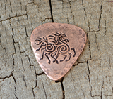 copper guitar pick - playable with sleipnir - 8 legged horse from norse mythology