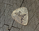 bronze guitar pick - playable with norse raven