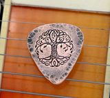 copper tree of life guitar pick - playable choose your metal