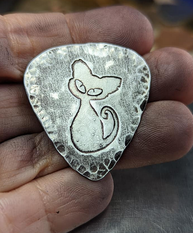 sterling silver guitar pick - playable with cat