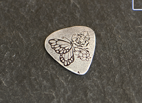 sterling silver butterfly guitar pick - playable