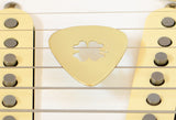 Brass Guitar Pick with Four Leaf Clover
