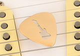Guitar Pick rocking out a Guitar Cut Out in Bronze