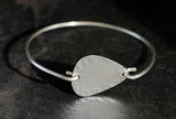Sterling Silver Tension Bangle with Hammered Guitar Pick