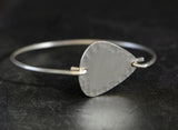 Sterling Silver Tension Bangle with Hammered Guitar Pick