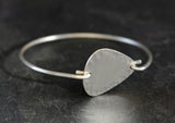 Sterling Silver Tension Bangle with Hammered Guitar Pick