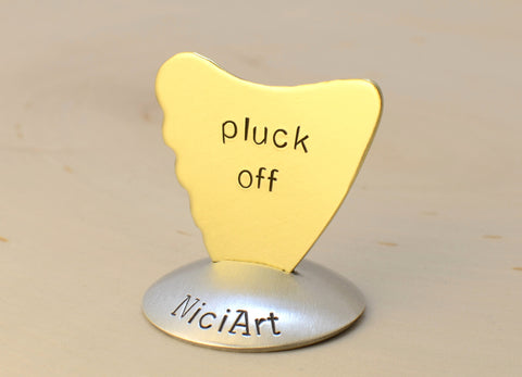 Brass Shark Fin Guitar Pick with Groovy Edge and Pluck Off