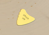 Brass Shark Fin Guitar Pick with Groovy Edge and Pluck Off