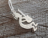 Kokopelli with guitar sterling necklace - Rock ON !!