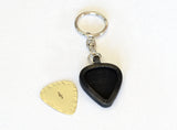 Music clef brass guitar pick keychain in Silicon Holder