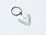 Keychain Guitar Pick with Personalized Latitude Longitude Coordinates