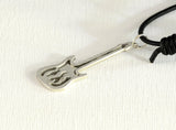 Flaming Guitar Necklace in Sterling Silver Handcrafted using Shadowbox Technique