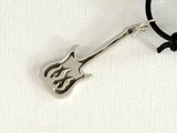 Flaming Guitar Necklace in Sterling Silver Handcrafted using Shadowbox Technique