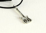 Flaming Guitar Necklace in Sterling Silver Handcrafted using Shadowbox Technique
