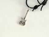 Flaming Guitar Necklace in Sterling Silver Handcrafted using Shadowbox Technique