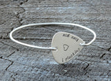 Guitar Pick Tension Bangle with I Plucking Love You and Wire Bracelet