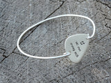 Guitar Pick Bangle Stamped with You Tune me On in 925 Sterling Silver