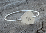 Sea Turtle Tension Bangle Rocking out a Hammered Sterling Silver Guitar Pick