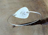 Sea Turtle Tension Bangle Rocking out a Hammered Sterling Silver Guitar Pick