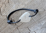 Guitar Pick Bracelet in Sterling Silver with Infinity Symbol and Hammered Pattern