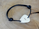 Guitar Pick Bracelet in Sterling Silver with Infinity Symbol and Hammered Pattern
